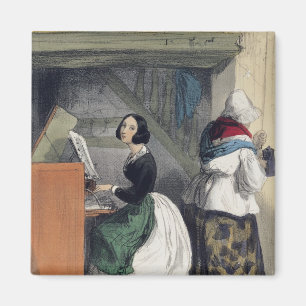 En musik skolar eleven, från 'Les Femmes de Magnet