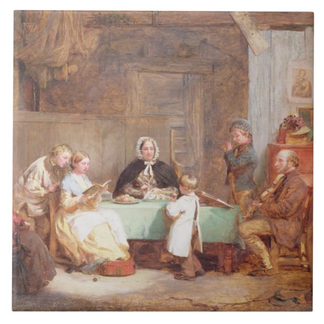 En musikalisk afton (olja på kanfas) 2 kakelplatta (Framsidan)