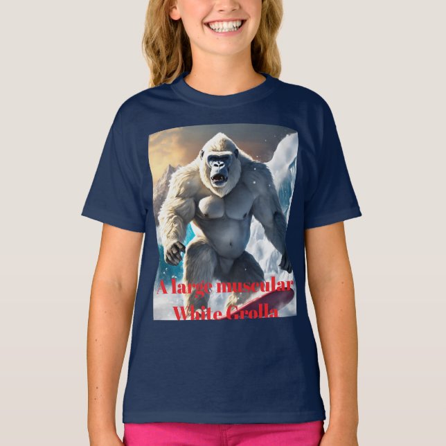 "En muskelvit gorilla" designad T Shirt (Framsida)