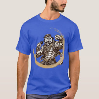 En muskulös tiger som en rappare energi och stil t shirt