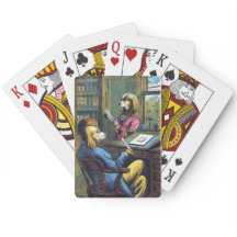 En mycket Gentlemanly hund som leker kort