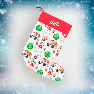 En mycket glad Cavalier King Charles jul Liten Julstrumpa