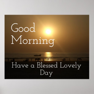 En mycket glad god morgon på gång poster