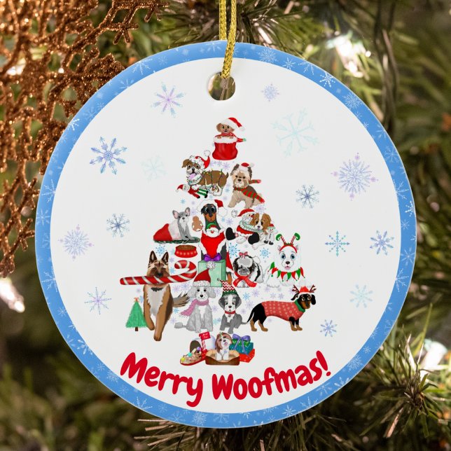 En mycket glad hundjul julgransprydnad keramik (Skapare uppladdad)