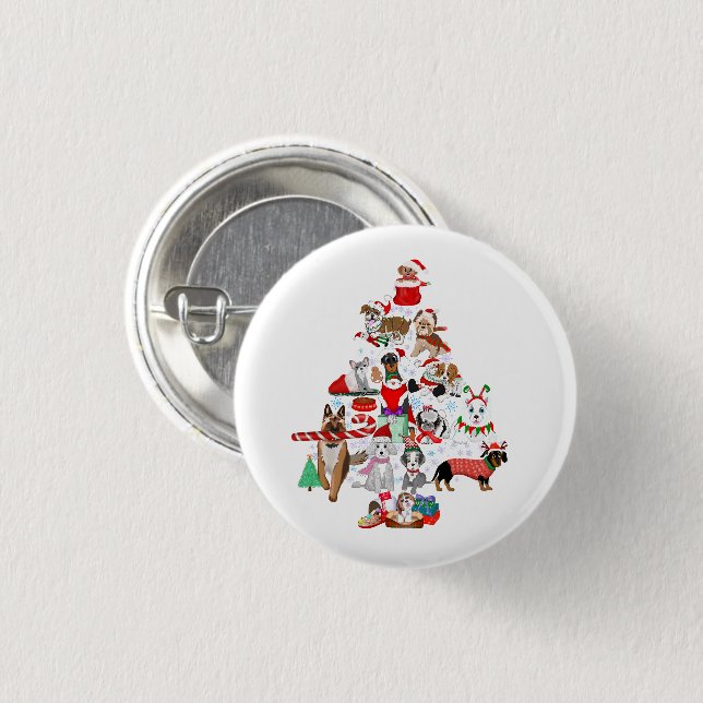 En mycket glad hundjul knapp (Framsida & baksida)