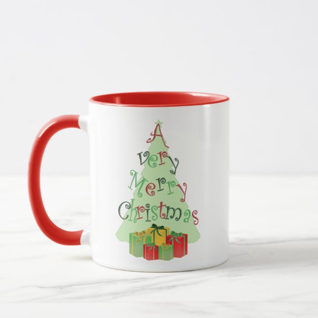 En mycket glad julgran och presenter Holiday-mugg Mugg (Vänster)
