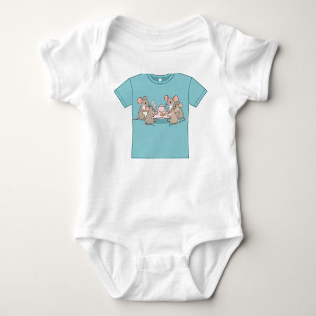 En mycket god mus Tea Party T Shirt (Framsida)