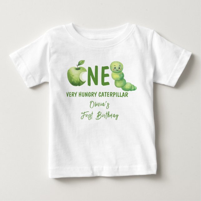 En Mycket Hungrig Fjärils Första Födelsedagsfest T Shirt (Framsida)