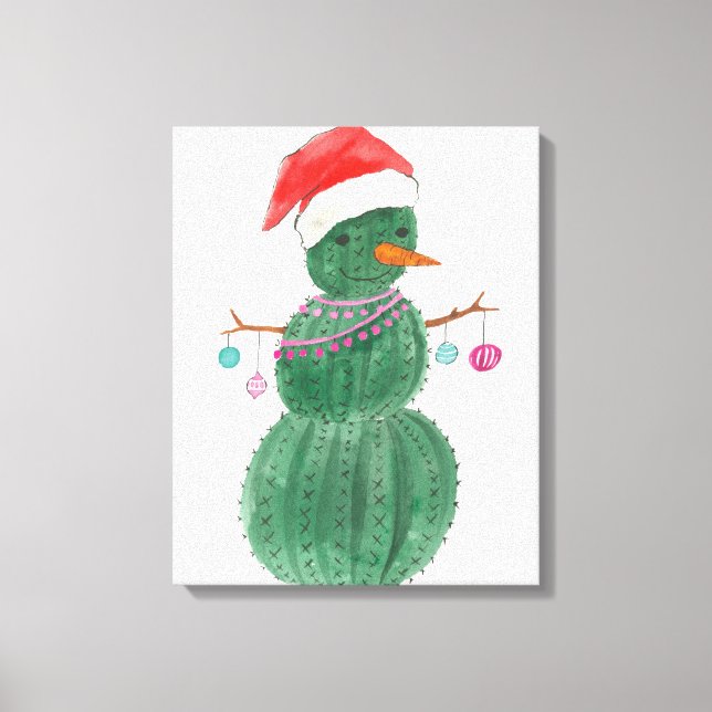 En mycket kaktutisk jul Snögubbe Canvastryck (Framsida)