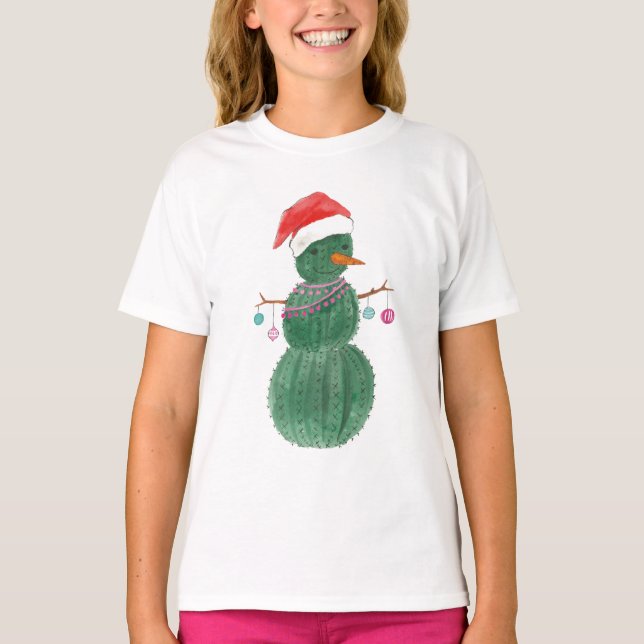 En mycket kaktutisk jul Snögubbe T Shirt (Framsida)