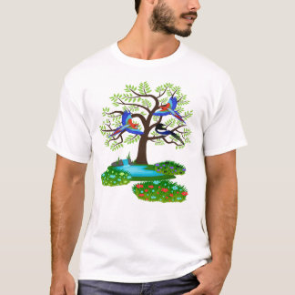 En mycket söt design av en kucko och en papegoja t shirt