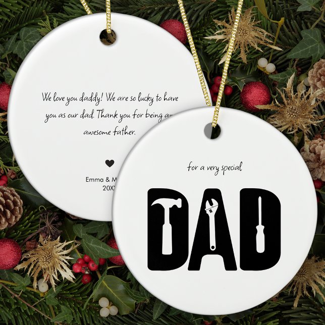 En mycket Speciell julhälsning för Pappa Personlig Julgransprydnad Keramik (Add your own message to make a very special keepsake ornament for Dad!)