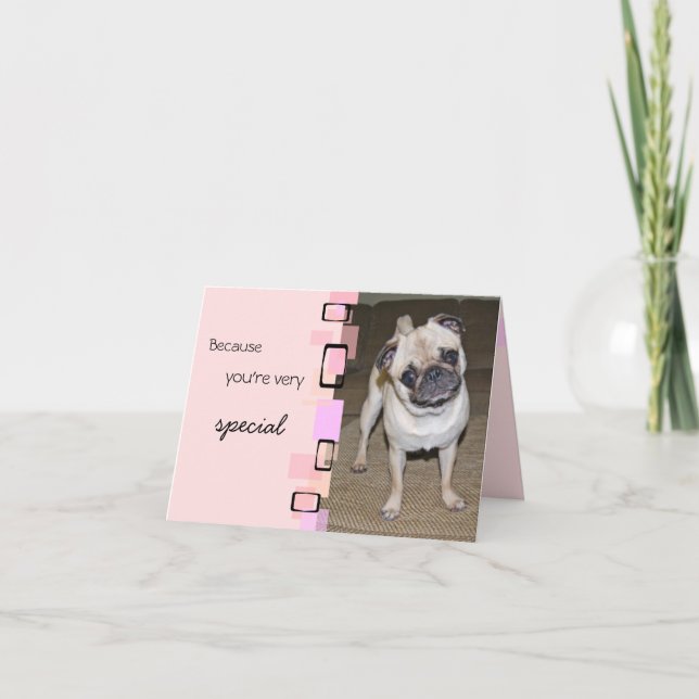 En mycket Speciell Pug Birthday Kort (Framsida)