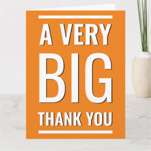 En mycket stor Orange med minimalistisk stor text Tack Kort