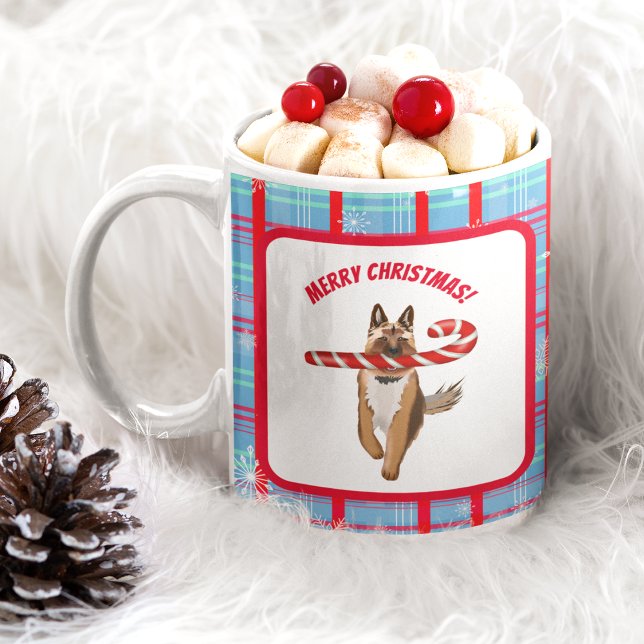 En mycket tysk Shepherd Candy cane-jul Kaffemugg (Skapare uppladdad)