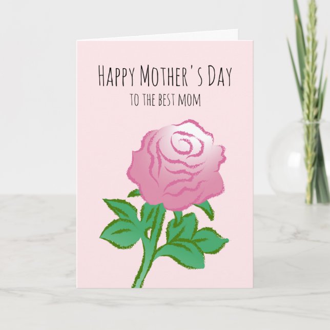 En mycket vacker rosa ros kort (Framsida)
