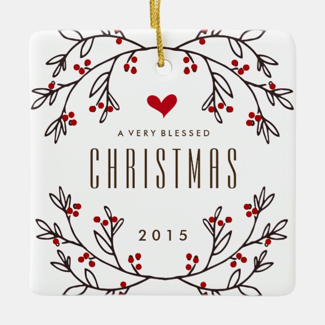 En mycket välsignad julfotoprydnad julgransprydnad keramik (Framsida)