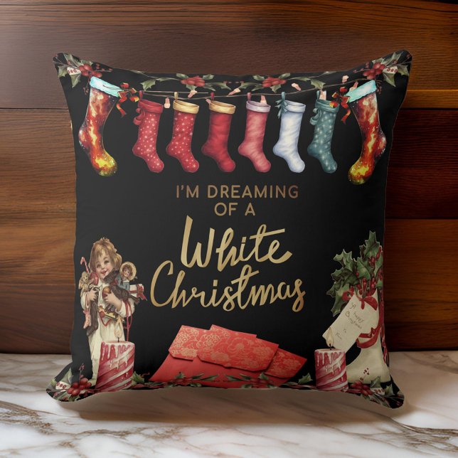 En mycket Vintage String of Stockings-jul Kudde (Skapare uppladdad)