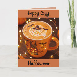 En mysig Halloween-kopp Helgkort