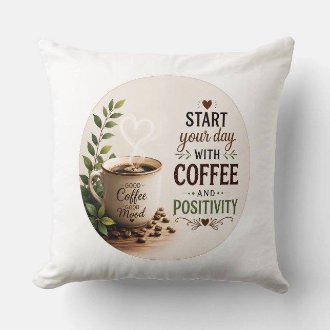En mysig kaffetematisk  kudde (Framsida)