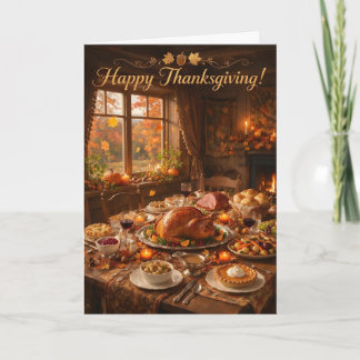 En mysig Thanksgiving-middag Kort