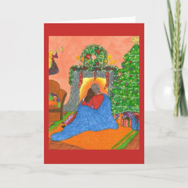 En mysigt julkort med katten helgkort