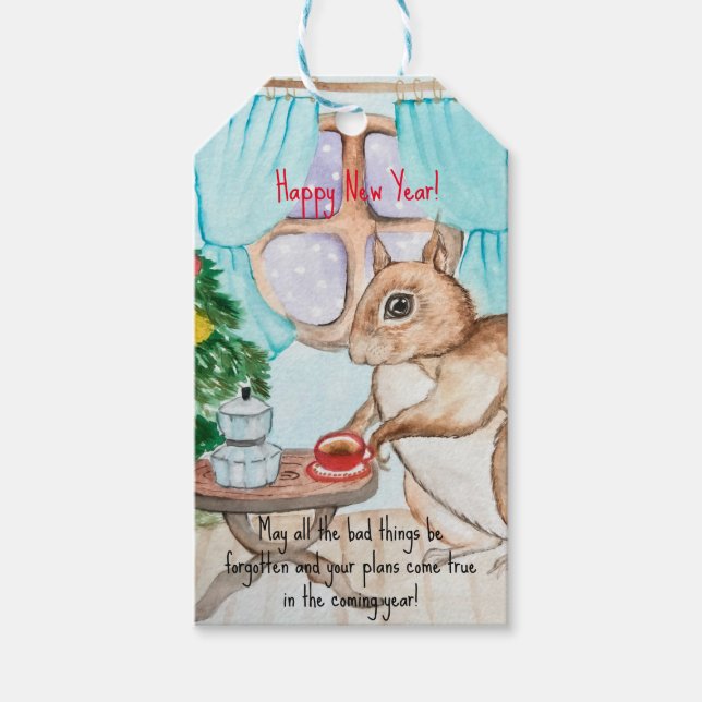 En mysigt teckning av en söt ekorre presentetikett (Framsidan)