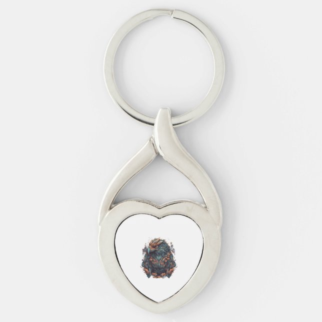 En mystisk agle twisted heart silverfärgad nyckelring (Framsidan)
