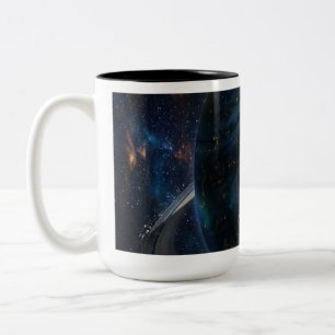 En mystisk planet med ringar Två-Tonad mugg