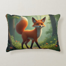 En mystisk räv som vandrar genom skogen prydnadskudde