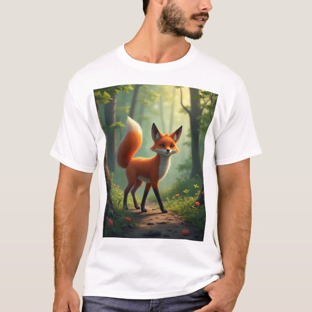 En mystisk räv som vandrar genom skogen t shirt (Framsida)