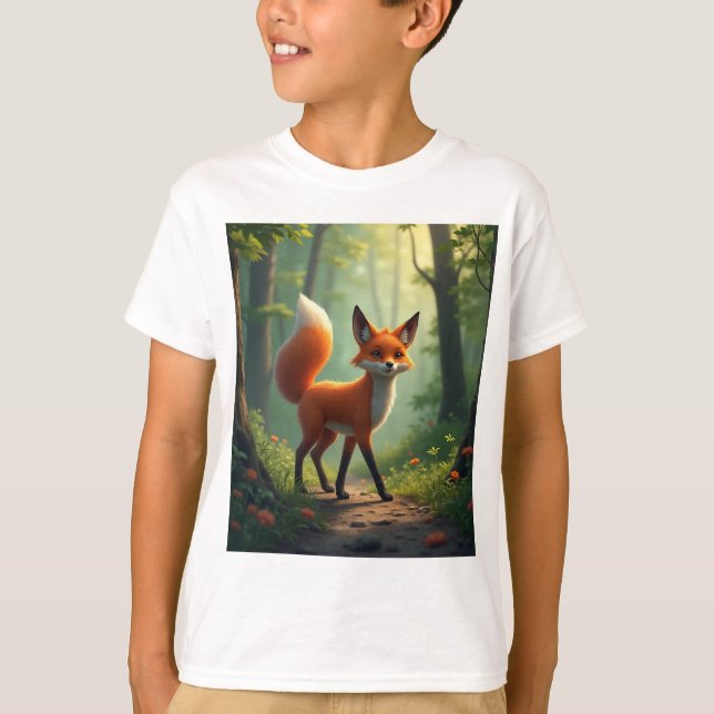 En mystisk räv som vandrar genom skogen t shirt (Framsida)