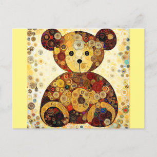 En nalle som om den hade målats av Gustav Klimt. Vykort