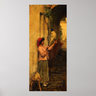 En napolitansk linsnurrare av Waterhouse Poster