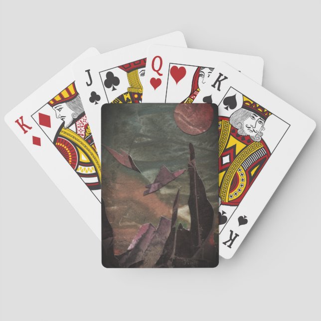 En nära bild av fantasivärlden och deras måne casinokort (Baksidan)