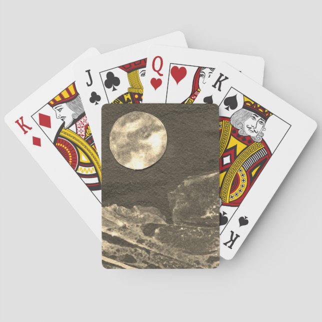 En nära bild av fantasivärlden och deras måne casinokort (Baksidan)