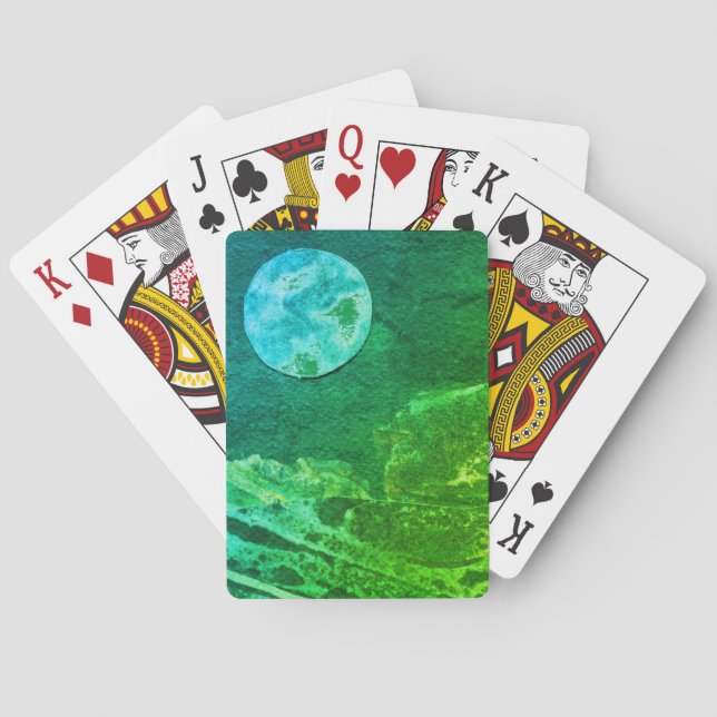 En nära bild av fantasivärlden och deras måne casinokort (Baksidan)
