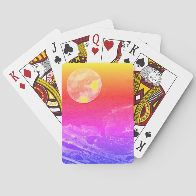 En nära bild av fantasivärlden och deras måne casinokort (Baksidan)