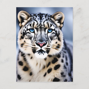 En nära Porträtt av en Snö Leopard Vykort