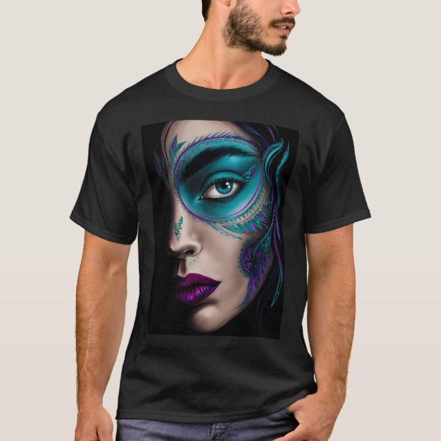 En närbild av ett ansikte t shirt (Framsida)