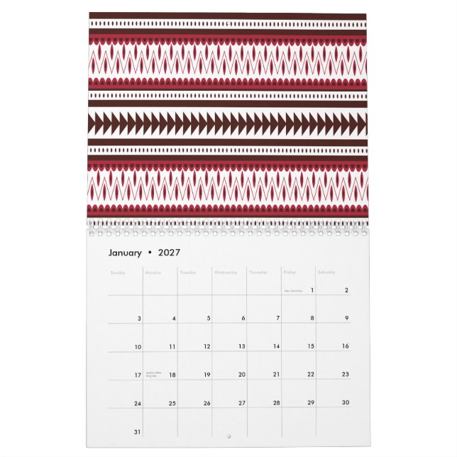 En närbild av ett färglöst skärm som visar en kalender (Jan 2027)