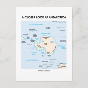 En närmare titt på Antarctica (Karta i Antarctica) Vykort