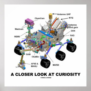 En närmare titt på kuriositet (NASA Martian Rover) Poster