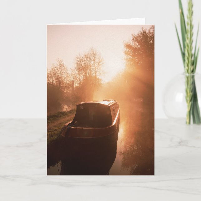 En narrowboat på kortet för Oxford kanalhälsning Kort (Framsida)