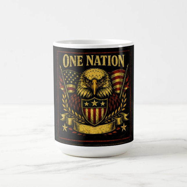 En nation – amerikansk enighet stolthet kaffemugg (Center)