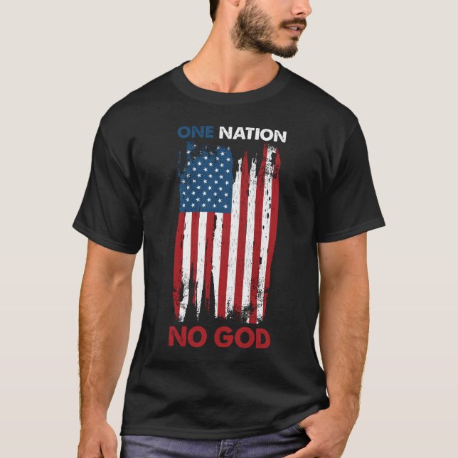 En nation om gud ateism och ateist t shirt (Framsida)