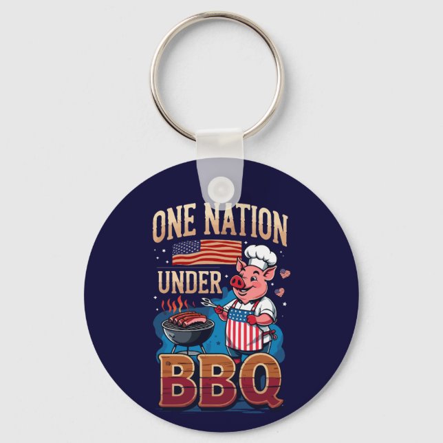 En nation under BBQ – Vintage Grillmästare Nyckelring (Framsida)