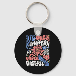 En nation under "Distress Blommigt America Flagga Nyckelring