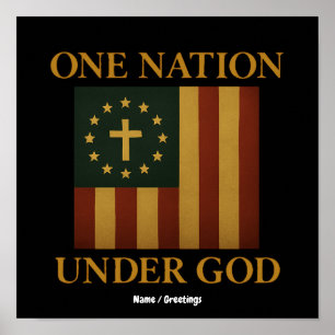 En nation under Flagga Patriotic Christian Poster