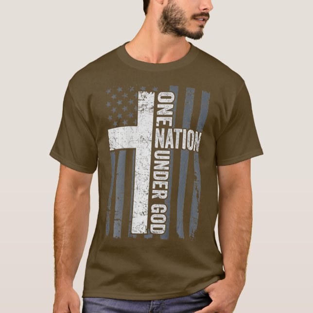 EN NATION UNDER GOD Christian Hership Kor ON T Shirt (Framsida)